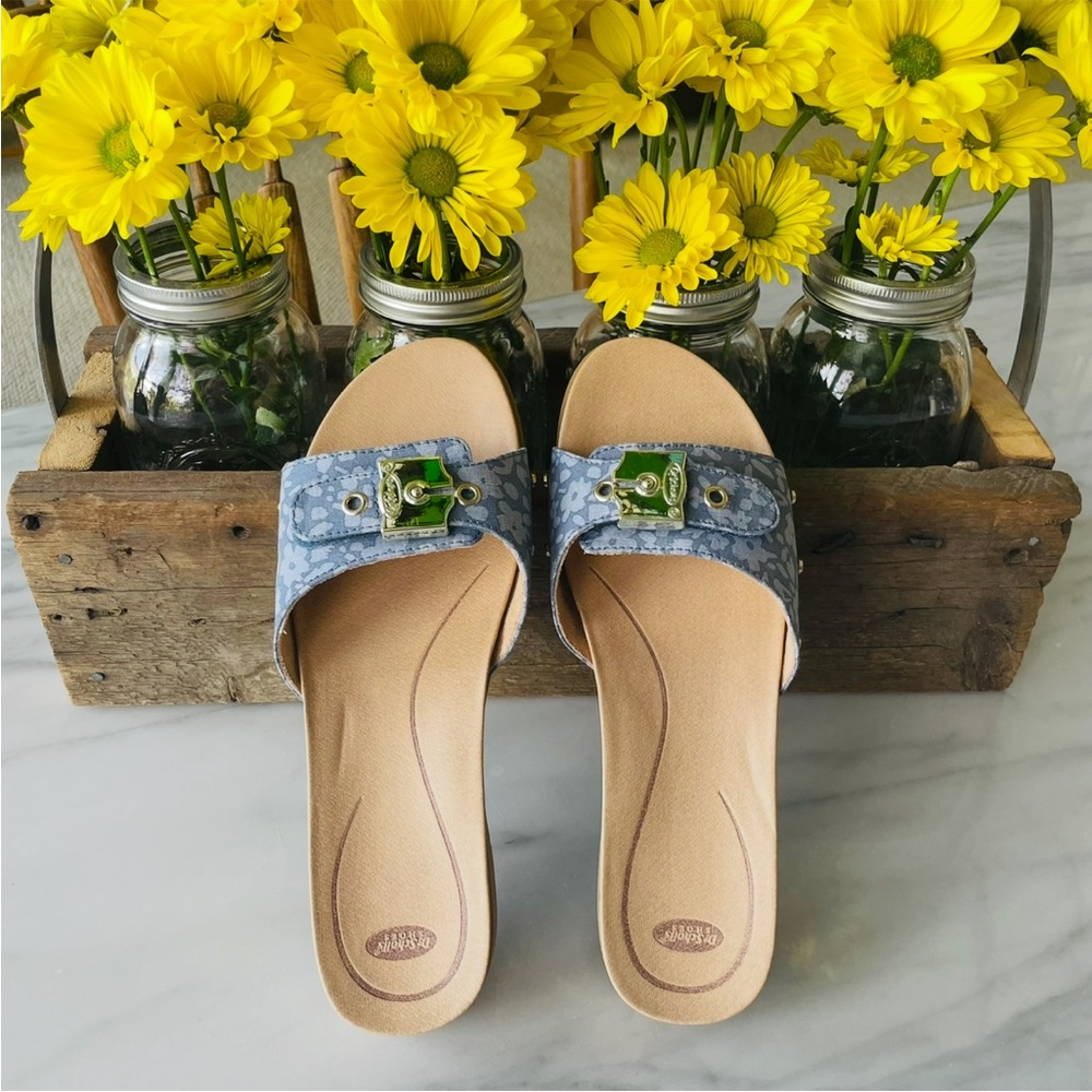 Dr. Scholl Flex Slides•Size 9•Shades of Denim Blue Canvas•Easy Off~Easy On🌼 - Picture 2 of 16